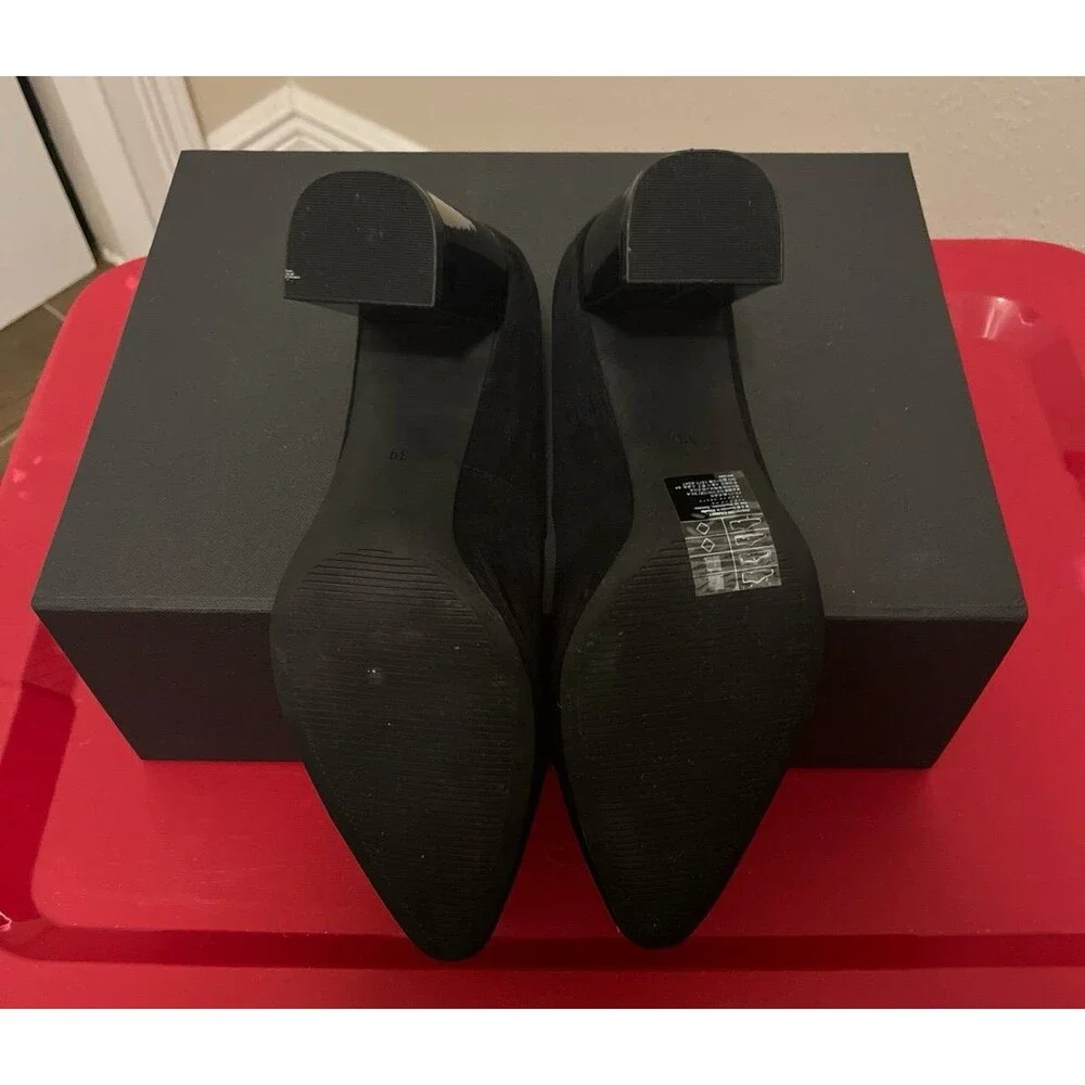 H&M Black Suede Chunky Heel Shoes